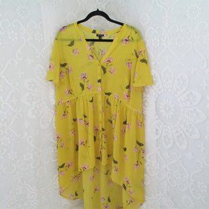 Torrid Lexie Yellow Flower Chiffon Tunic Blouse